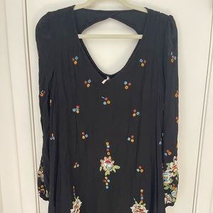Free People Black floral dress xs